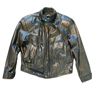 Vintage Byrnes & Baker Black Leather Bomber Jacket Thinsulate Lining Vintage‎ M